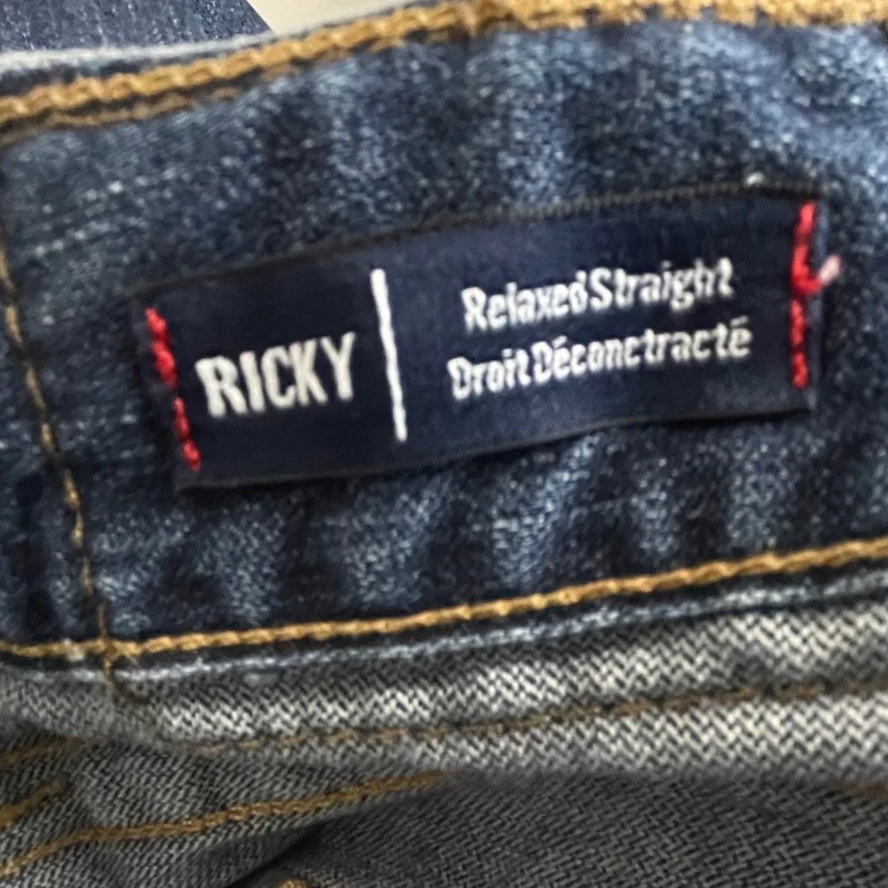 True‎ Religion Mens Size 38x34 Ricky Relaxed Straight Jeans Dark Wash Distressed